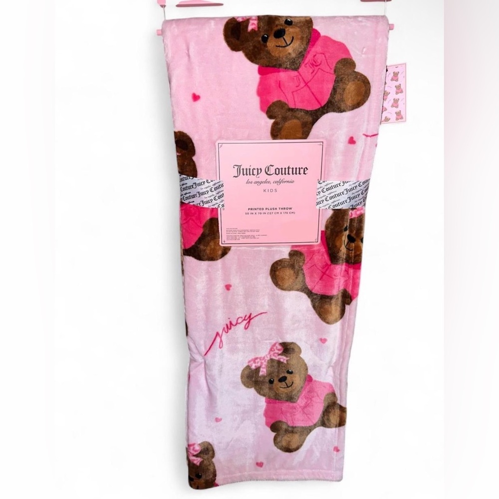 Juicy Couture Pink Teddy Bear Blanket